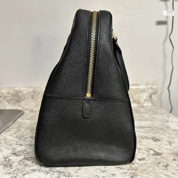 MICHAEL KORS Jet Set Satchel Purse Top Handle - Gold & Black Saffiano Leather - Picture 12 of 15